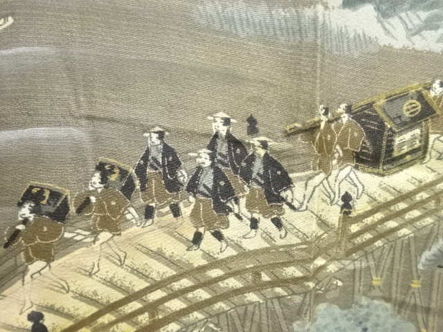 JAPANESE KIMONO / ANTIQUE HITOE MENS JUBAN / SILK / DAIMYOS PROCESSION